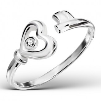 Stříbrný prsten se zirkonem "Klíč k srdci". Ag 925/1000